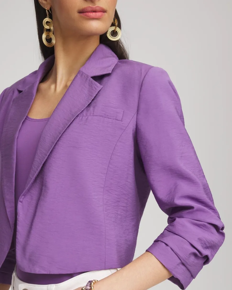 Cropped Ruched Sleeve Blazer