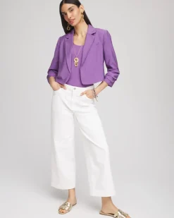 Cropped Ruched Sleeve Blazer