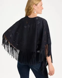 Cutout Faux Suede Fringe Ruana