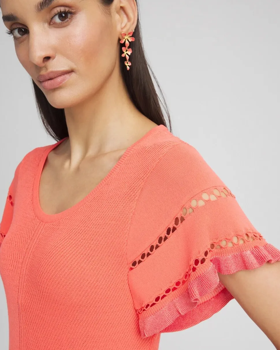 Cutout Short-Sleeved Pullover Sweater