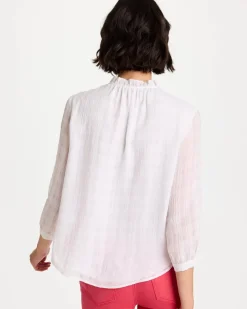 Cutwork Trim Chiffon Blouse