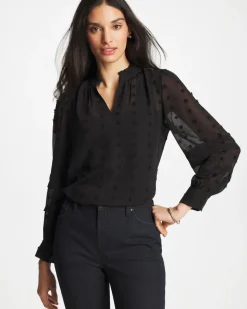 3D Dot Jacquard Chiffon Blouse