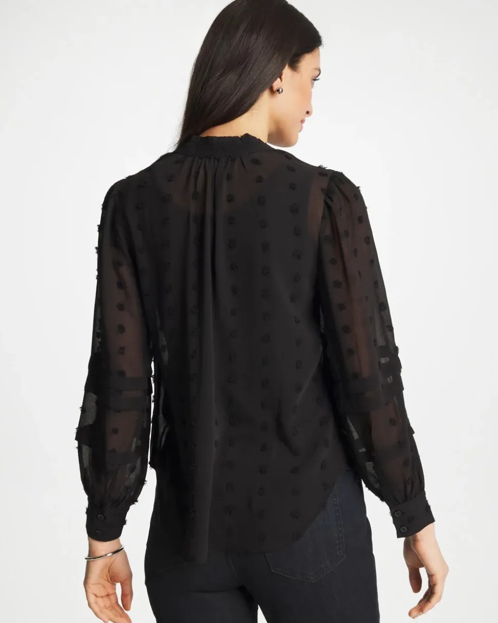 3D Dot Jacquard Chiffon Blouse