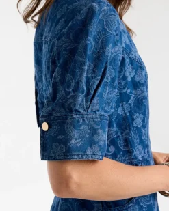 Denim Jacquard Midi Dress