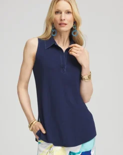 Denim Sleeveless Collared Tunic