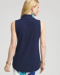 Denim Sleeveless Collared Tunic