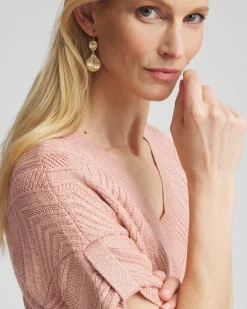 Dolman-Sleeve V-Neck Pullover Sweater