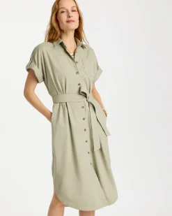 Dolman Tie Hemp Denim Shirtdress