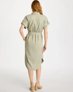 Dolman Tie Hemp Denim Shirtdress