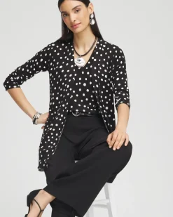 Dots Open-Front Cardigan