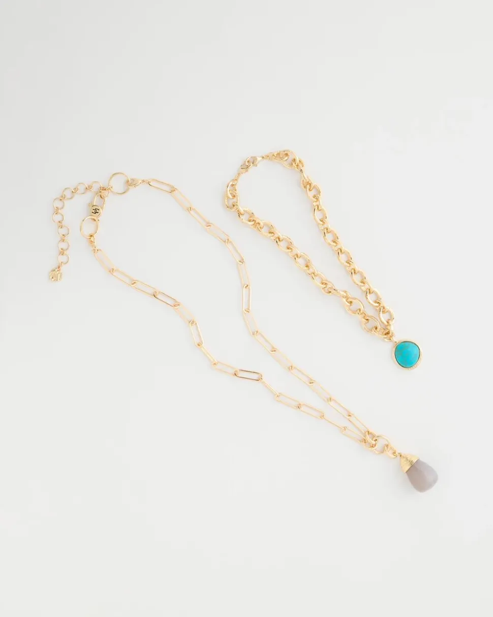 Double-Strand Blue Pendant Necklace