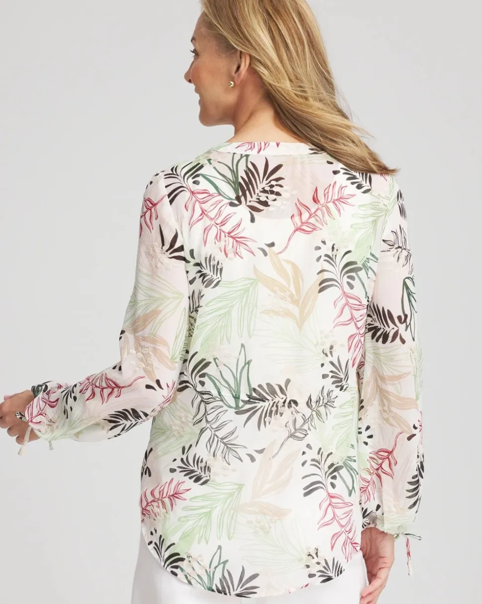 Drawstring Crinkle Chiffon Blouse