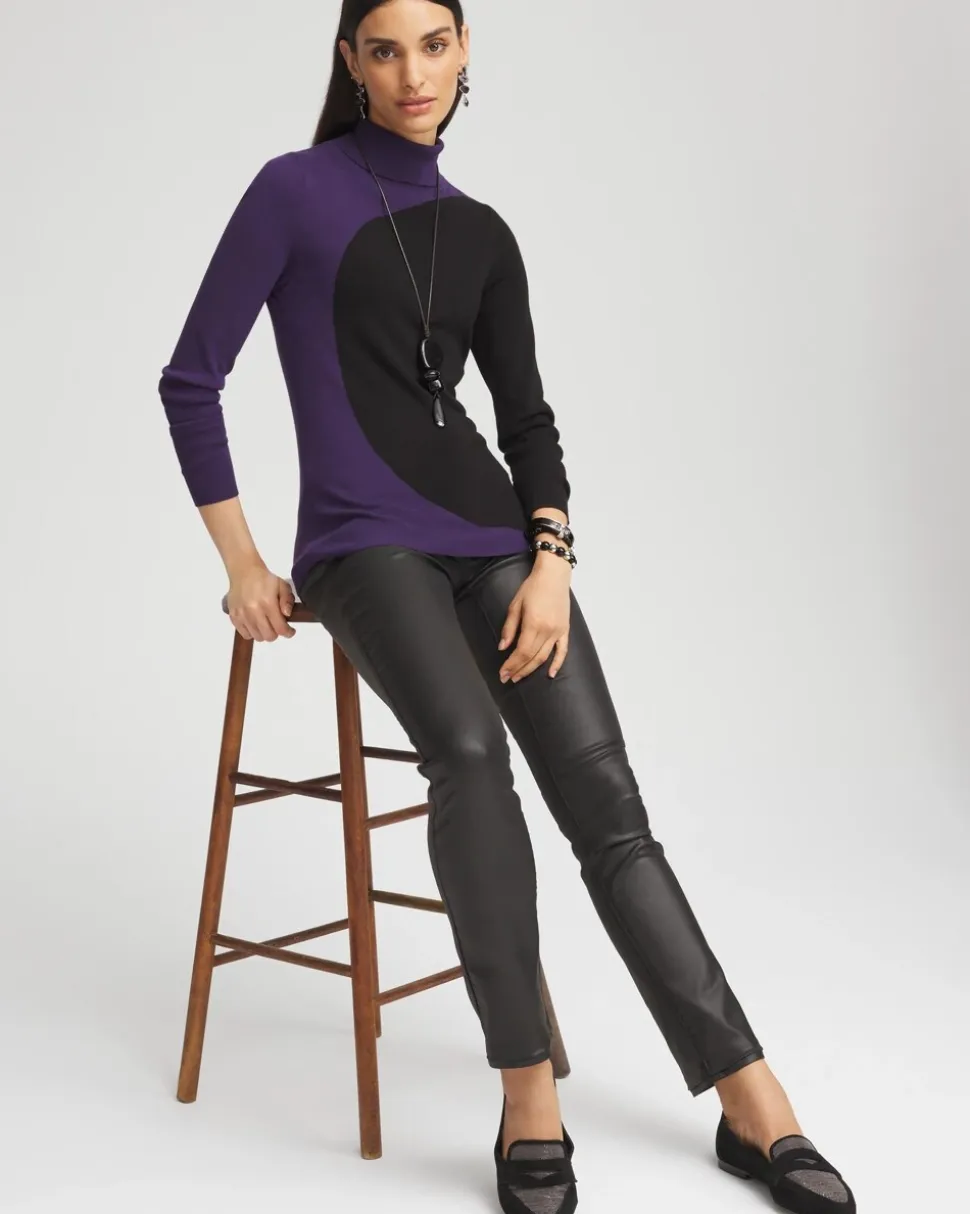 ECOVERO™ Colorblock Turtleneck Sweater