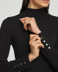 Ella Button Cuff Turtleneck Sweater