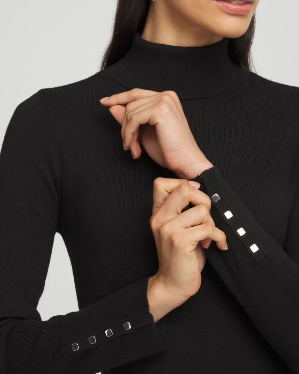 Ella Button Cuff Turtleneck Sweater