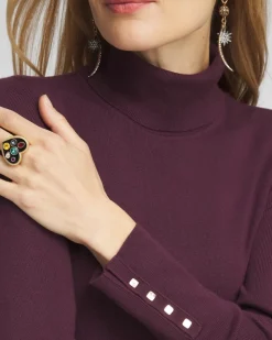 Ella Button Cuff Turtleneck Sweater