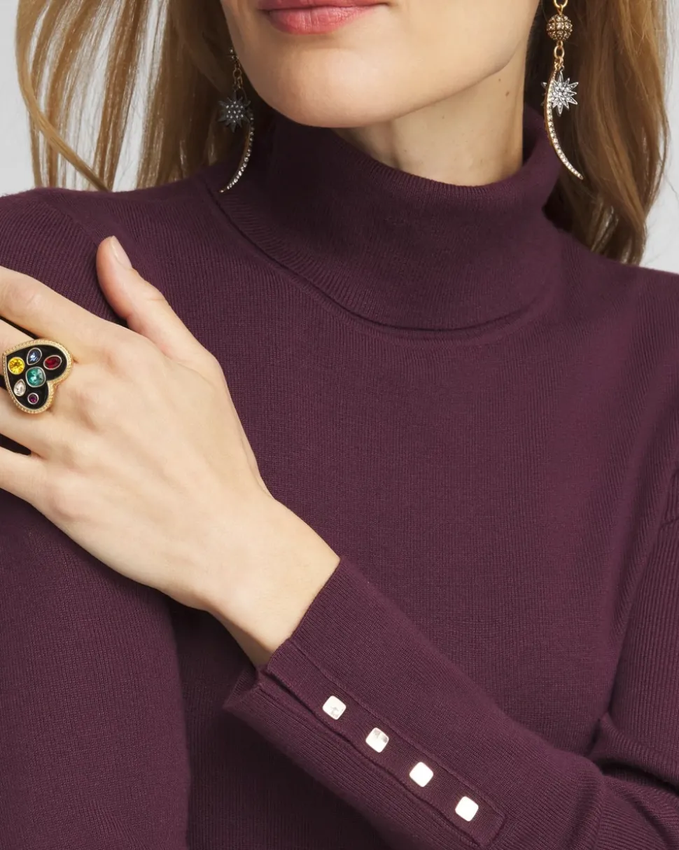 Ella Button Cuff Turtleneck Sweater