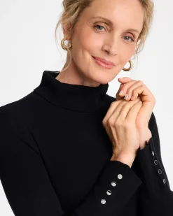 Ella Button Cuff Turtleneck Sweater