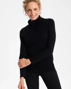 Ella Button Cuff Turtleneck Sweater
