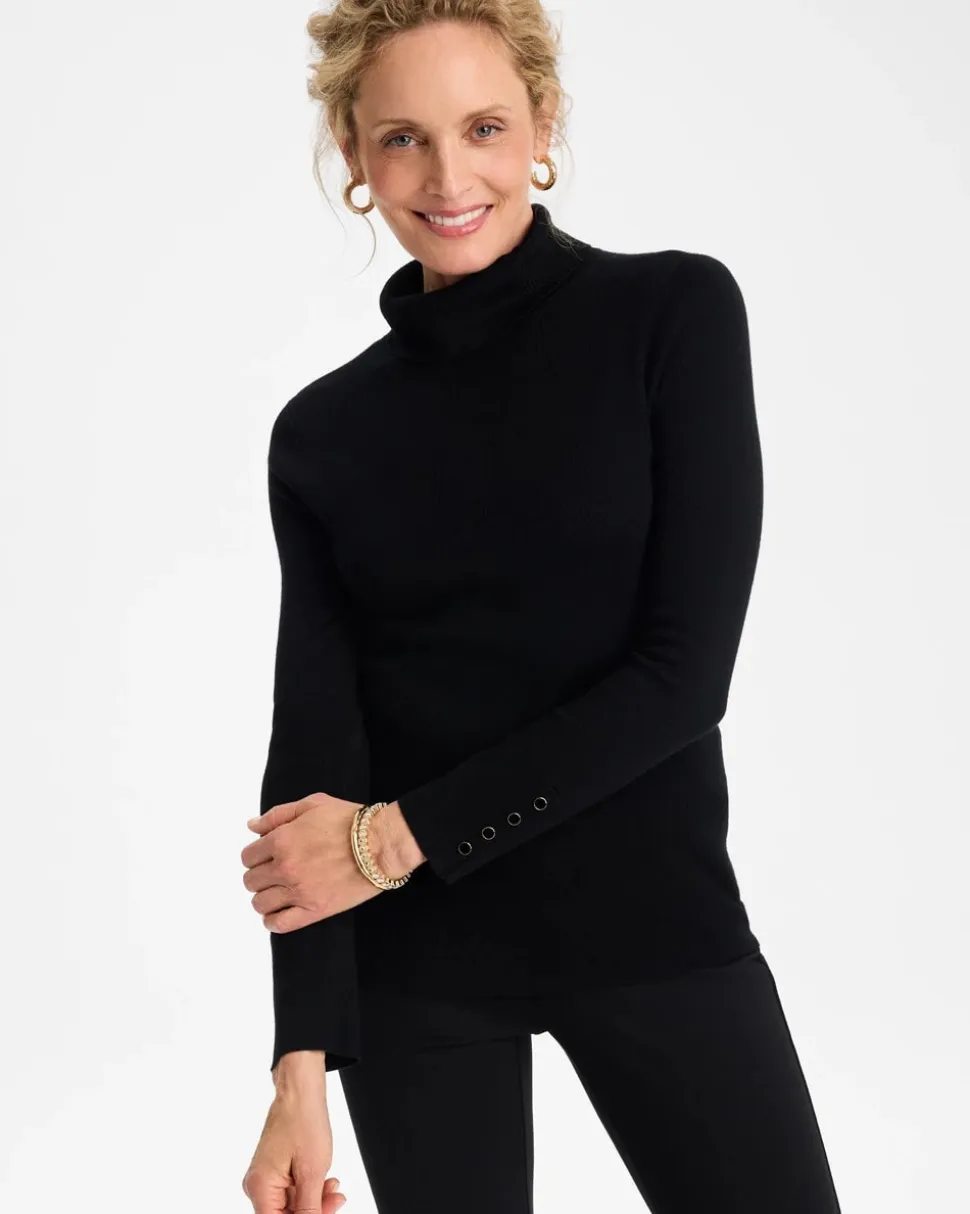 Ella Button Cuff Turtleneck Sweater