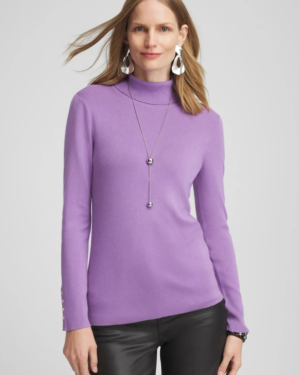 Ella Button Cuff Turtleneck Sweater