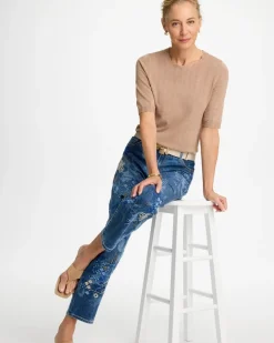 Ella Crewneck Pointelle Pullover Sweater