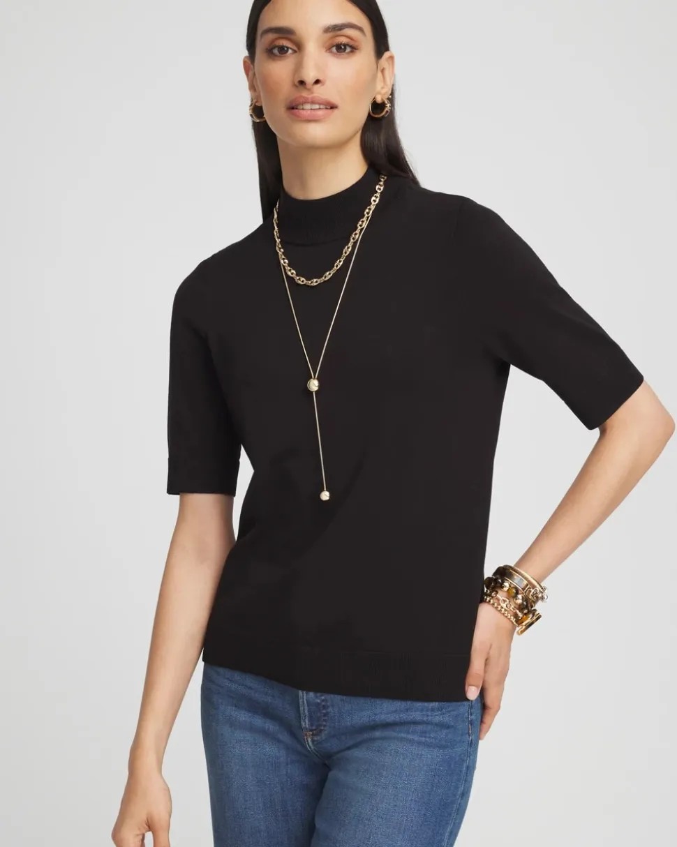 Ella Elbow Sleeve Mockneck Sweater