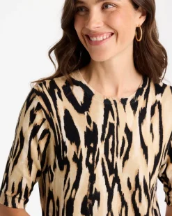 Ella Ikat Print Short-Sleeve Sweater