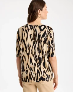 Ella Ikat Print Short-Sleeve Sweater