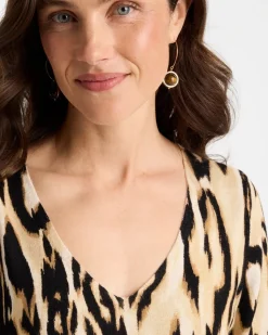 Ella Ikat Print V-Neck Pullover Sweater