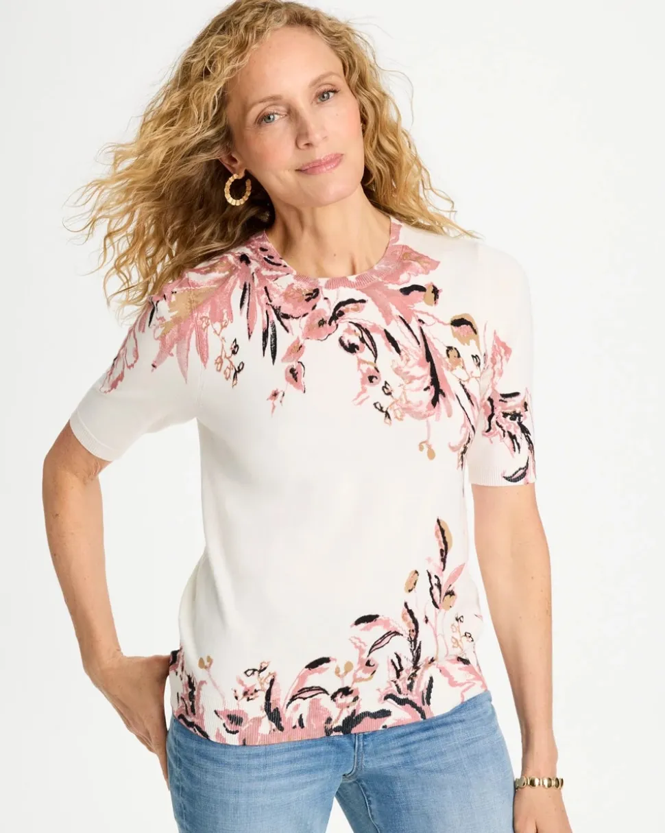 Ella Printed Short-Sleeve Sweater