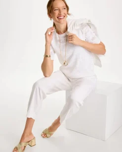 Ella Short-Sleeve Pointelle Sweater
