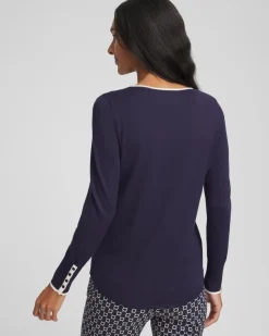Ella Tipped V-Neck Pullover Sweater