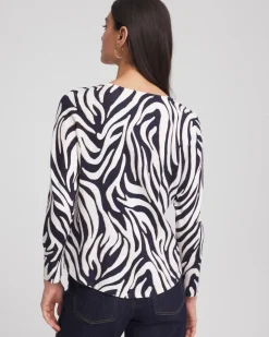 Ella Zebra V-Neck Pullover Sweater