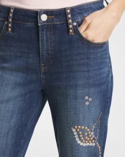 Embellished Girlfriend Cropped Flared Jeans