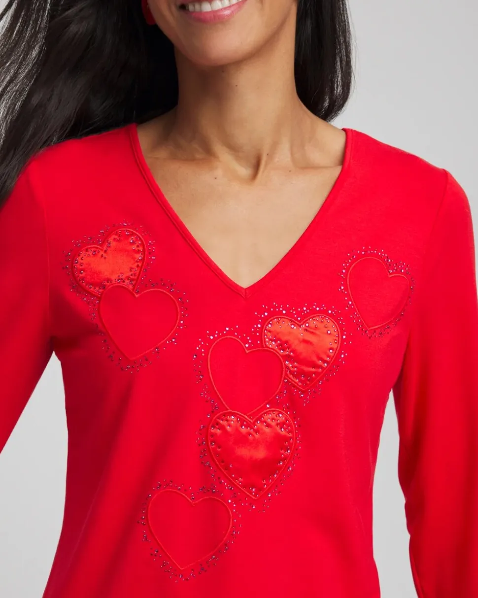 Embellished Heart V-Neck Tee