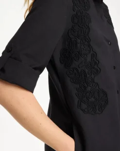 Embellished Linen-Cotton Shirtdress