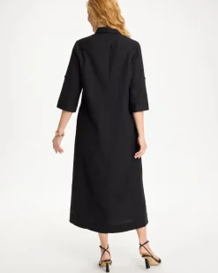 Embellished Linen-Cotton Shirtdress
