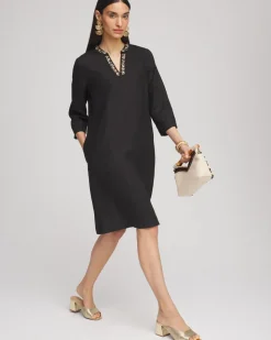 Embellished Linen Kurta Dress
