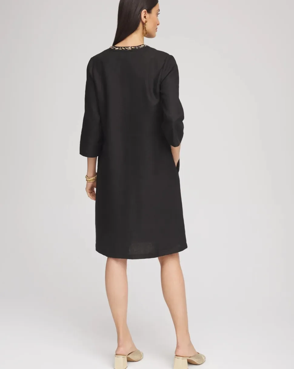 Embellished Linen Kurta Dress
