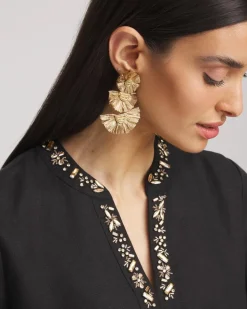 Embellished Linen Kurta Dress