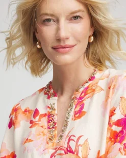 Embellished Linen Kurta Dress