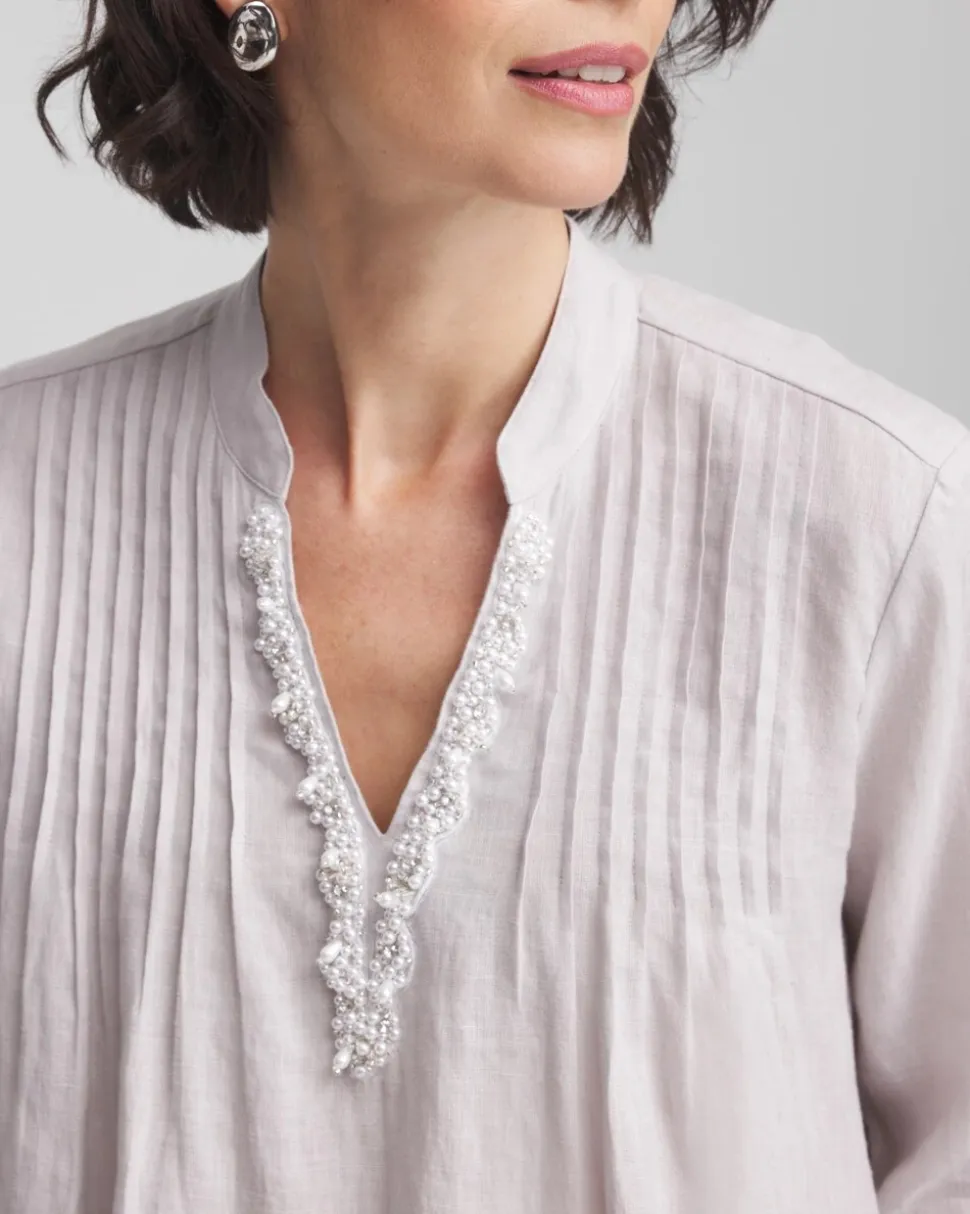 Embellished Linen Kurta Tunic