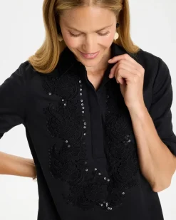 Embellished Linen Popover Dress