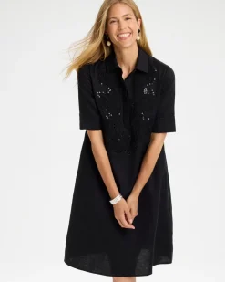 Embellished Linen Popover Dress
