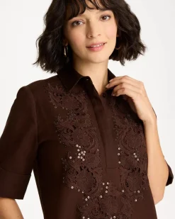 Embellished Linen Popover Dress