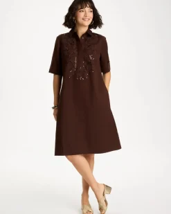 Embellished Linen Popover Dress