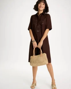 Embellished Linen Popover Dress