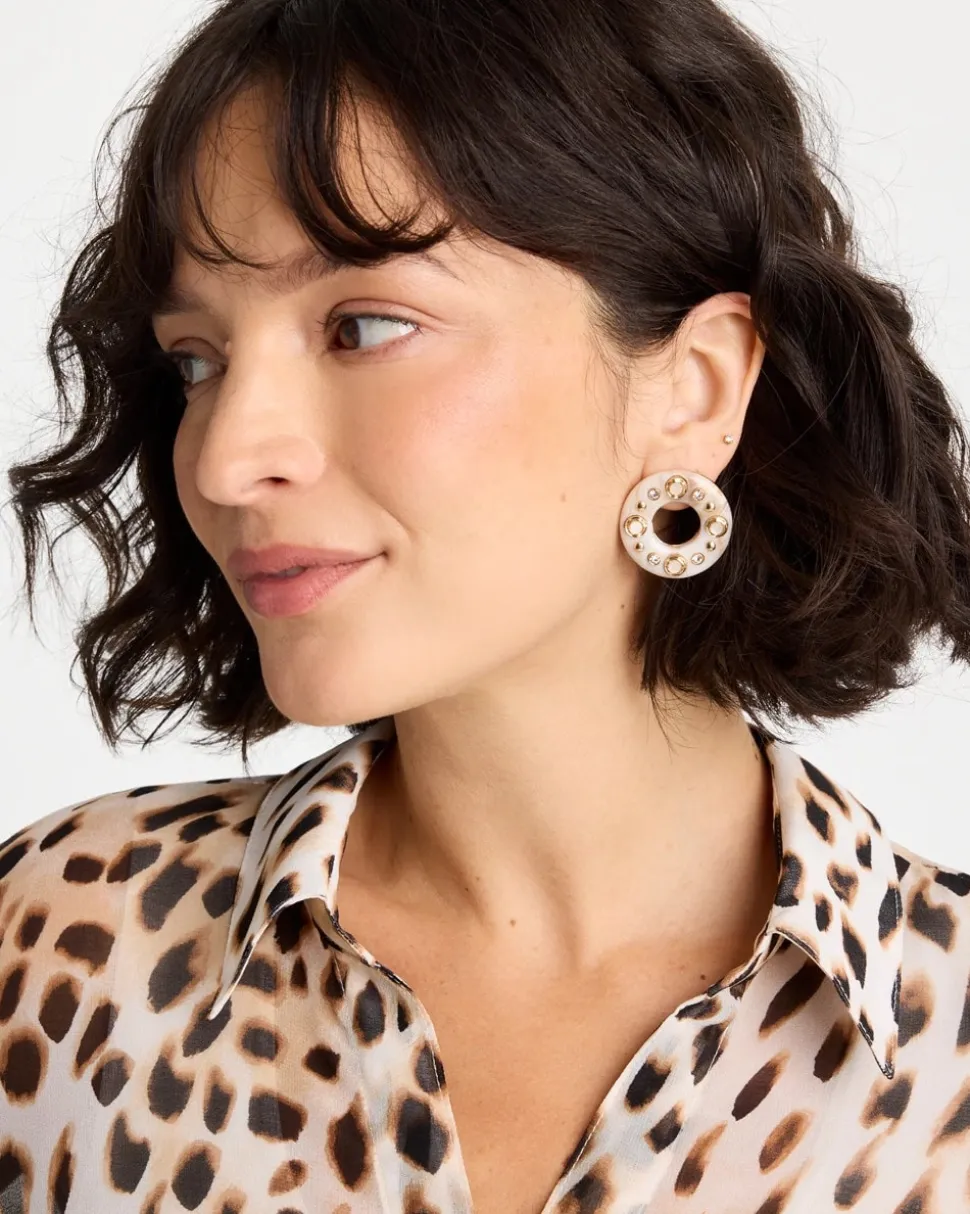 Embellished Neutral Stud Earrings