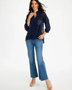 Embellished Splitneck Blouse